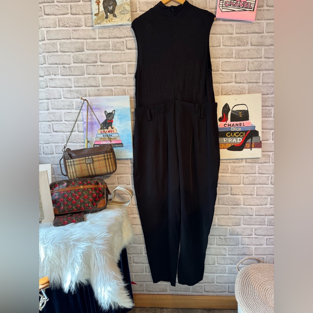 Jennifer Lopez Black Sleeveless Jumpsuit with Pockets